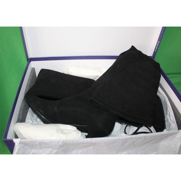 Stuart Weitzman Tiemodel Black Suede High Heel Boots G232996 Women's 6.5M - Picture 14 of 16